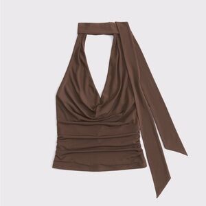 Abercrombie & Fitch Brown Halter Cowl Neck Scarf Top